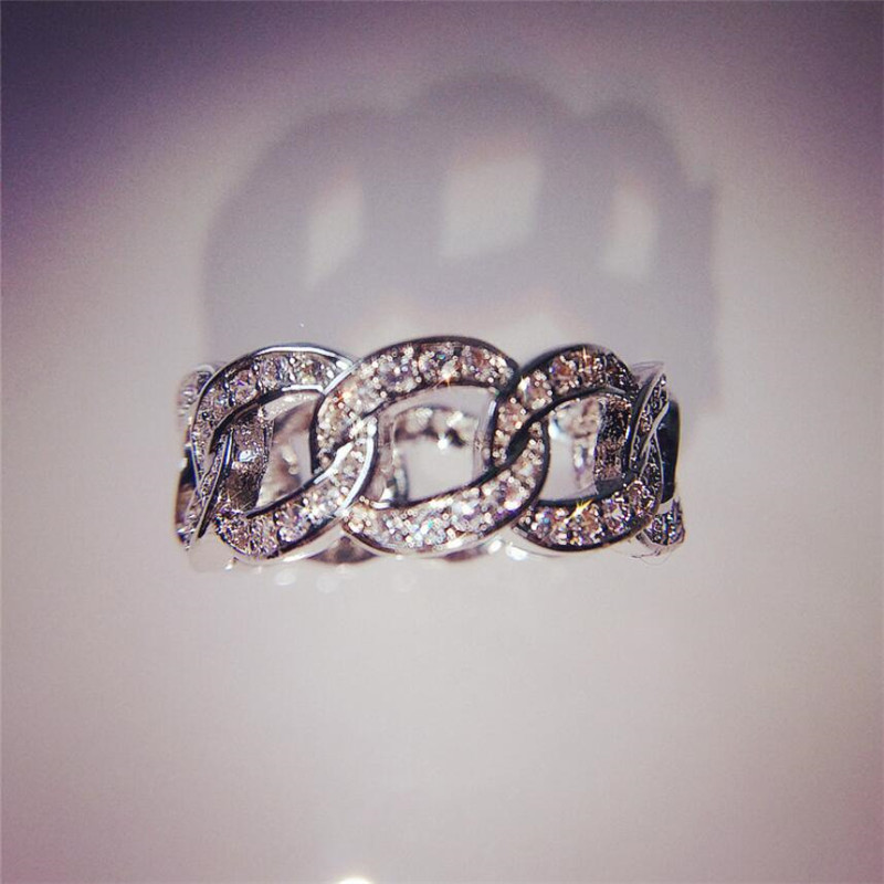 Sier Hip Hop Ring: Pave White Sapphire CZ Dia Wedding Band