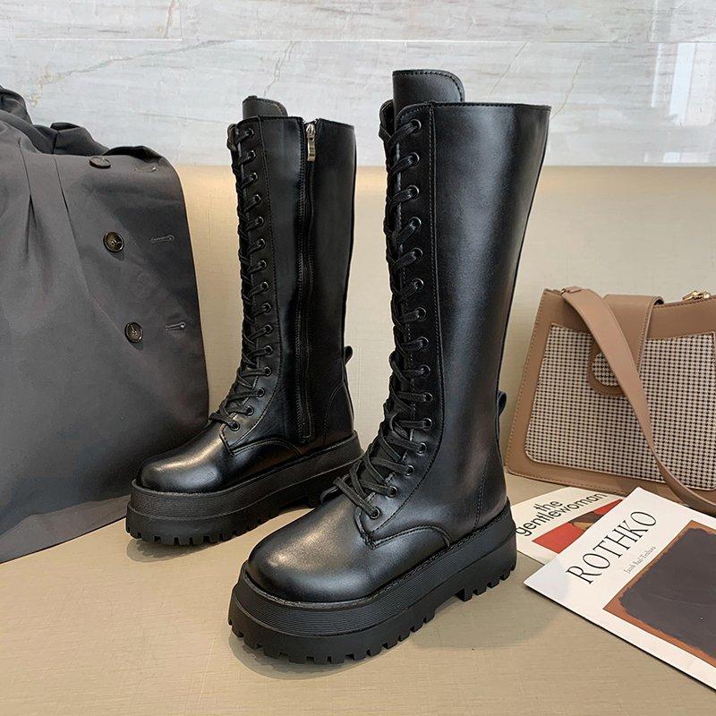 Women Combat Boots Antumn 2021 Female High Platform Gothic Shoes Black Leather Boots Lace Up Women Knee High
Women Combat Boots Antumn 2021 Female High Platform Gothic Shoes Black Leather Boots Lace Up Women Knee High