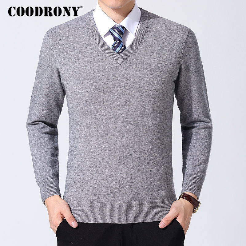 COODRONY Sweater Men Clothes Autumn Winter Cashmere Wool Pullover Sweaters Plus Size Business Casual V-Neck Pull Homme 8128 201022