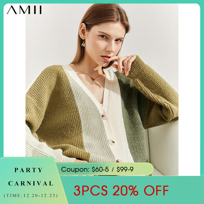 Amii Minimalism Autumn Cardigan For Women Elegant V Ne Contrast Thien Sweaters Casual Loose Female Knitted Tops 12140722, Green 12140131
Amii Minimalism Autumn Cardigan For Women Elegant V Ne Contrast Thien Sweaters Casual Loose Female Knitted Tops 12140722, Green 12140131