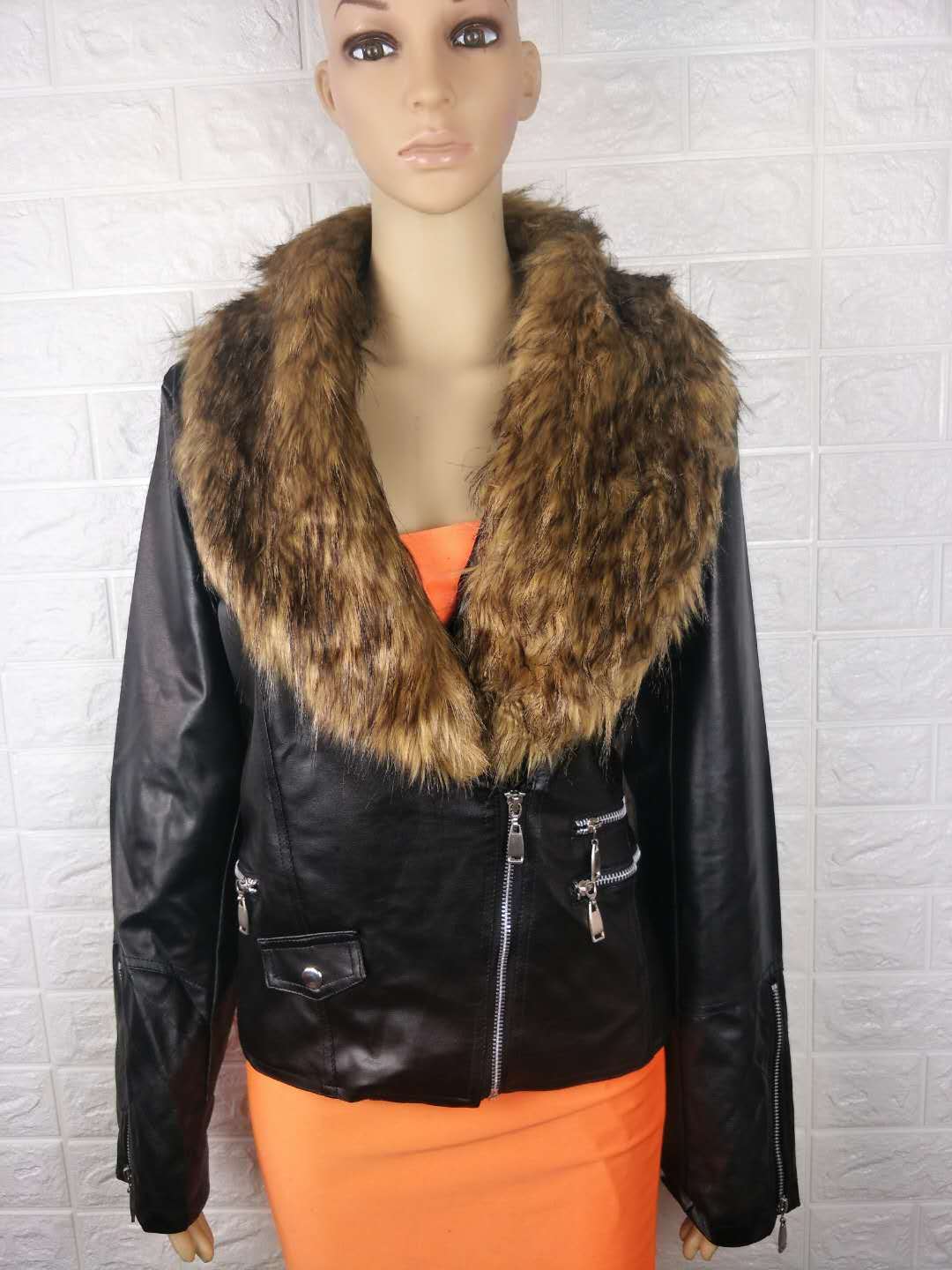 faux fur leather Jacket Women hoodies Winter Autumn Motorcycle Jacket Black Outerwear faux leather PU Jacket Coat HOT 201020