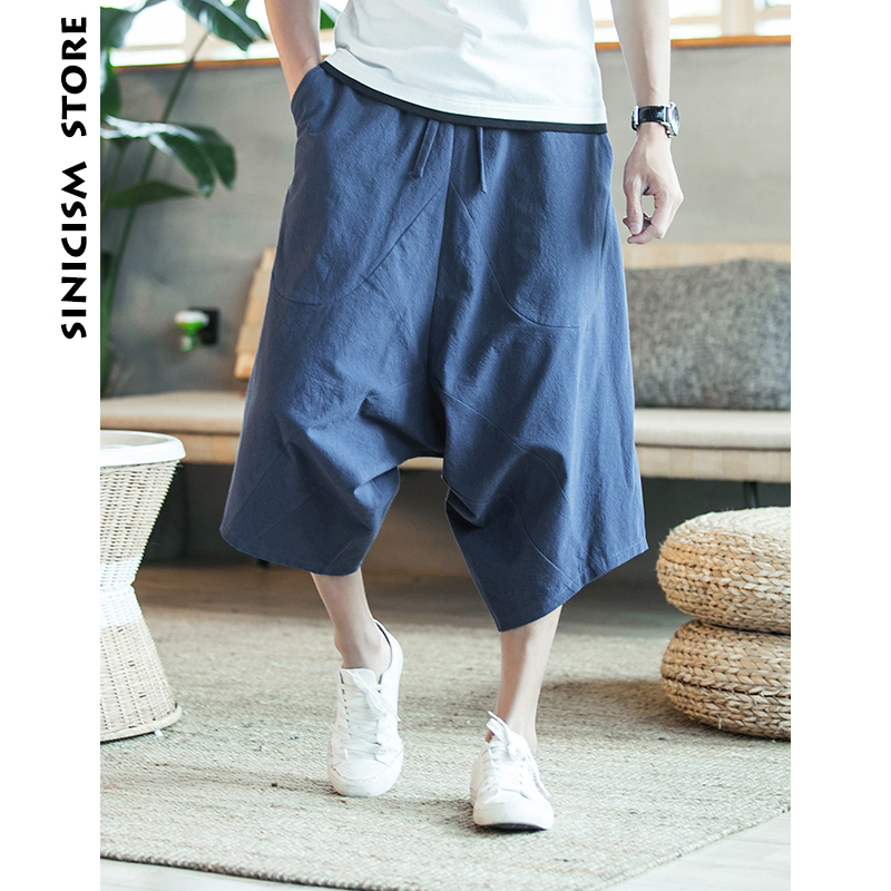 MrGoldenBowl 5XL Men's Wild Crotch Harem Pants Summer Baggy Pure Cotton Trousers Plus Size Male Wild-leg Loose Pants Drawstring 201027