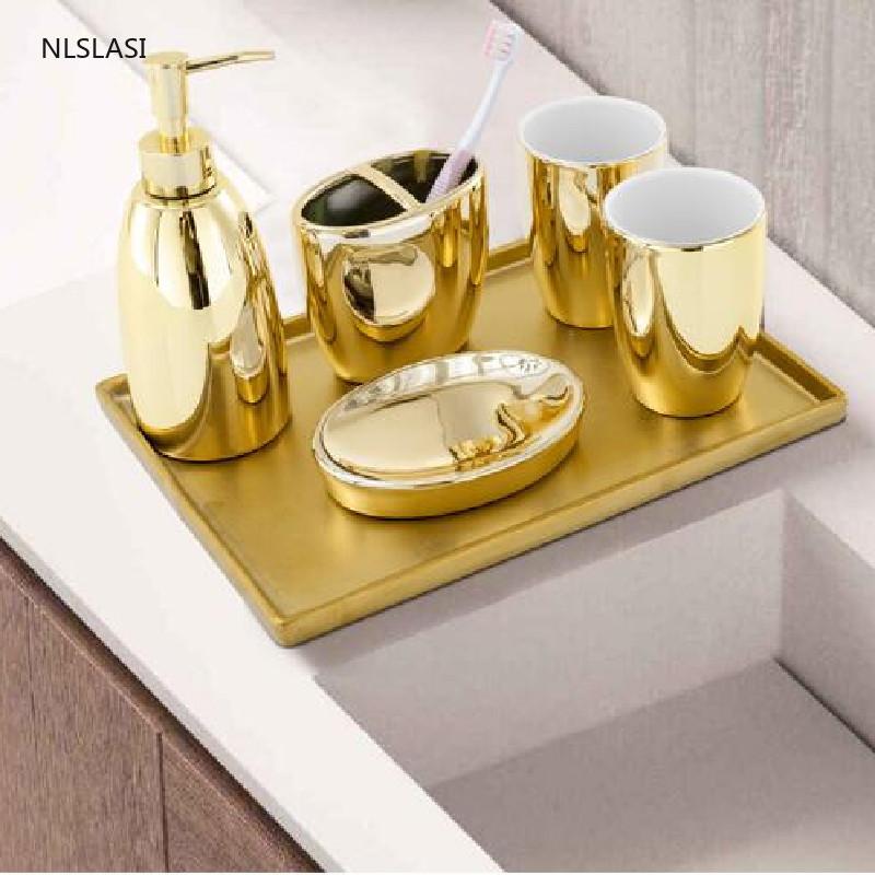 Nordic Golden Home Hotel Bathroom Set Art Modeling Ceramic Lotion Bottle Toothbrush Holder Soap Tray Toiletries Decorations
Nordic Golden Home Hotel Bathroom Set Art Modeling Ceramic Lotion Bottle Toothbrush Holder Soap Tray Toiletries Decorations