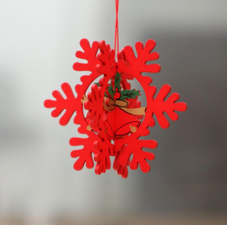 2D 3D Christmas Ornament Wooden Hanging Pendants Star Xmas Tree Bell Christmas Decorations For Home Party New Year SN1962
