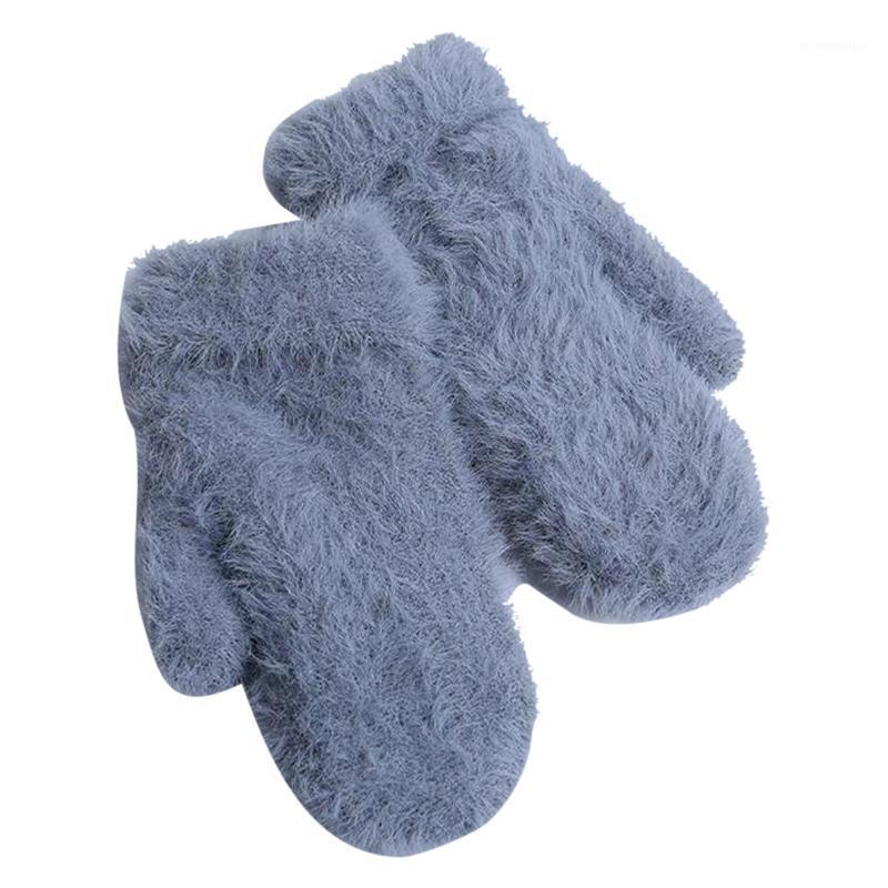1pair Mittens Adults Winter Warm Daily Outdoor Camping Soft Protect Hands Fashionable Faux Fur Women Gloves Comfortable1