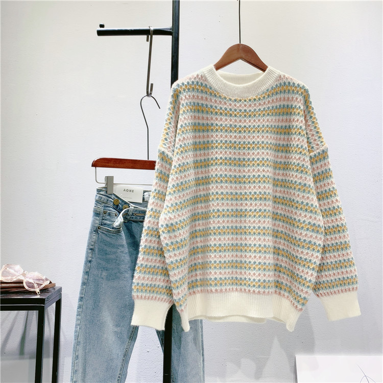 2021 New Autumn O-neck Colorful Knitted Long Sleeve Sweater Striped Winter Casual Women Pullovers Pull Femme Tb9p, Blue
2021 New Autumn O-neck Colorful Knitted Long Sleeve Sweater Striped Winter Casual Women Pullovers Pull Femme Tb9p, Blue