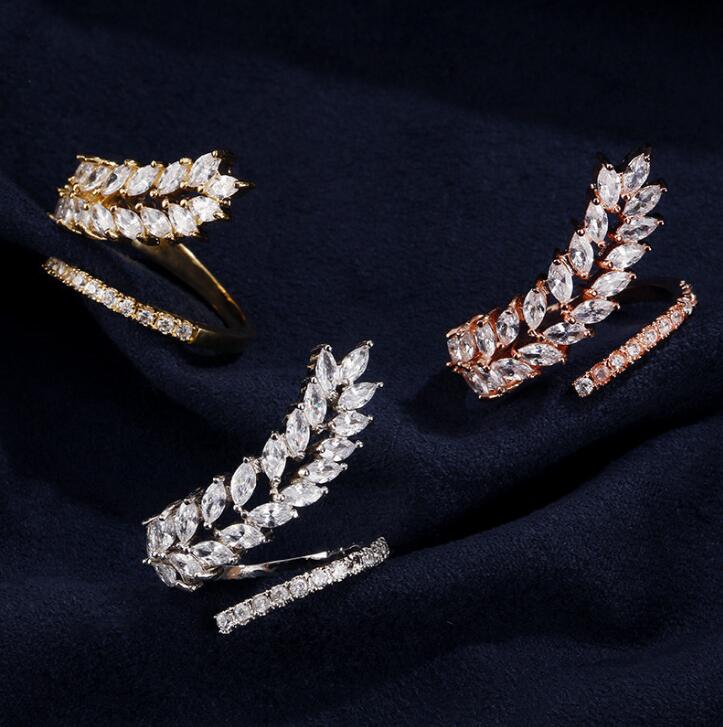 Marquise Cut Sterg Sier Wedding Rings Open Adjustable Women's Ring for Party