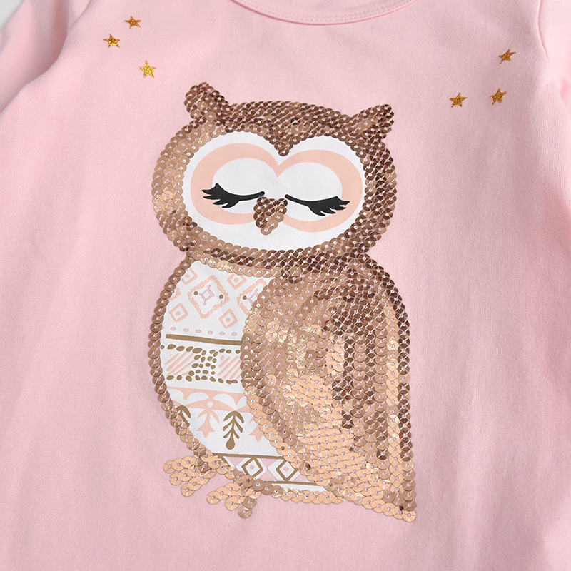 VIKITA Children Cotton Clothing Sets Toddlers Baby Girls Long Sleeve Owl Sequins T shirt and Trouser Pants Girls Autumn ClothesX1019