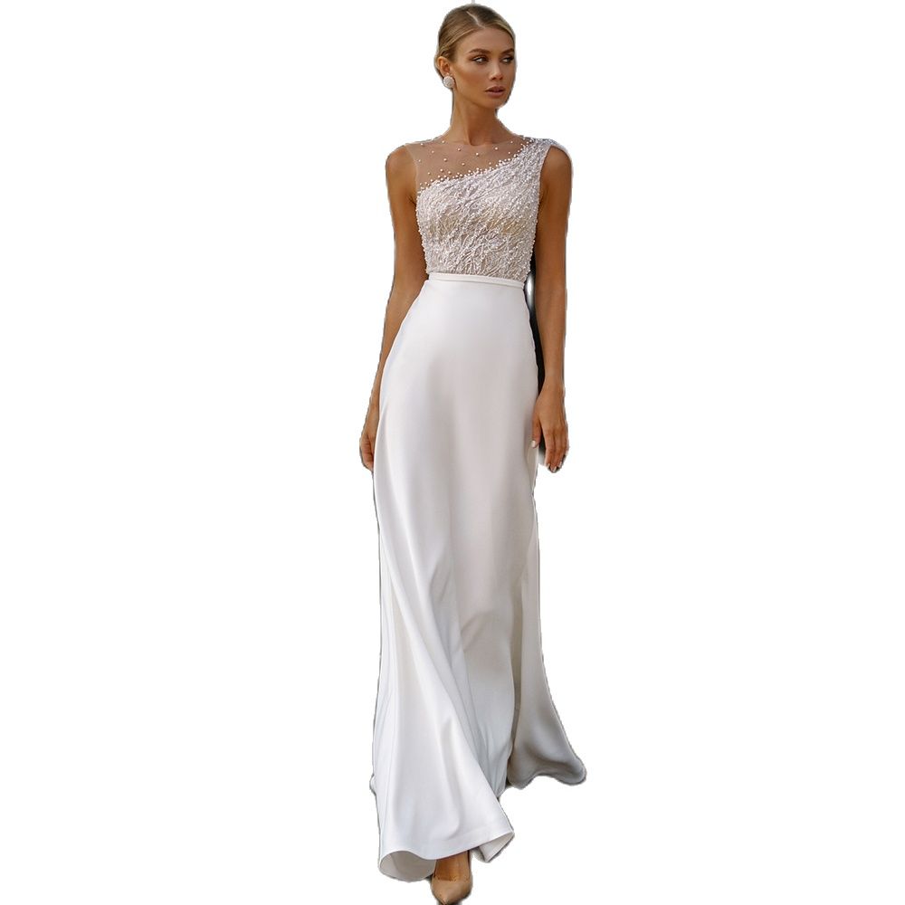 Elegant White Wedding Dress One Shoulder Sleeveless Custom Made Bridal Gowns Backless Princess Party Dresses