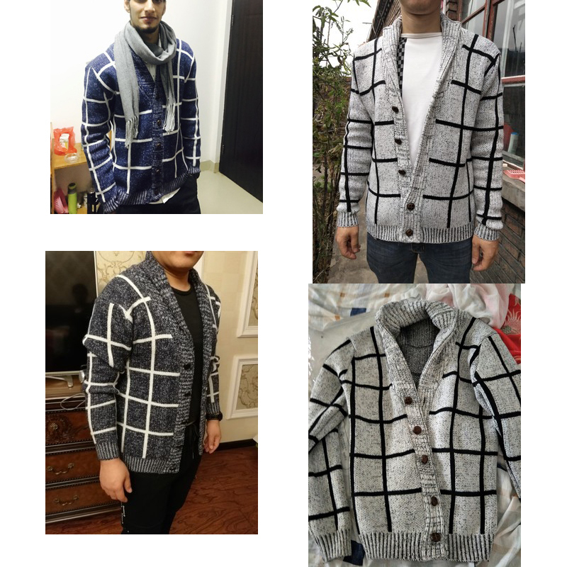 MIACAWOR Sweater Men Plaid Cardigan Men Autumn Knitted Sweater Coats Knitting Jumper Slim Fit Pull Homme Dropshipping Y162 201116
