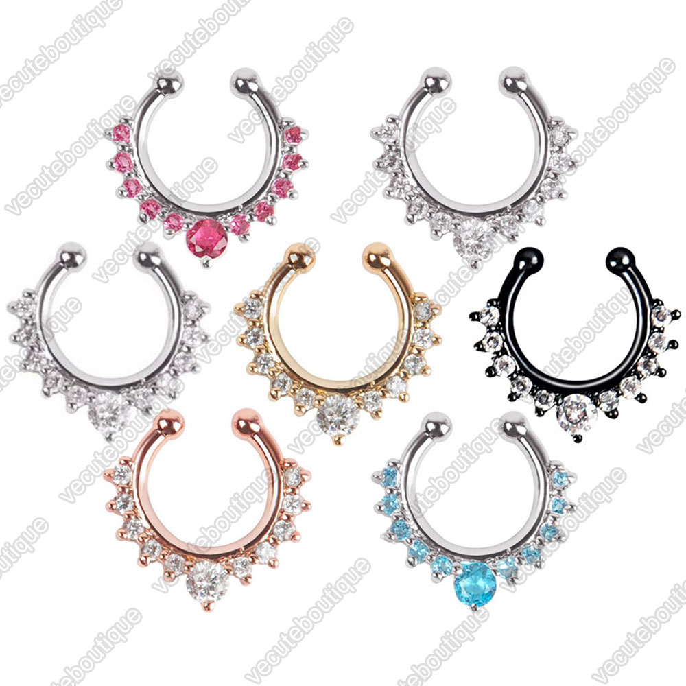Shiny Crystal Nose Rings Studs Crown Shape Nose Screw Hoop Diamond Hypoallergenic Nostril Nose Piercing Jewelry for Women Wholesale Price