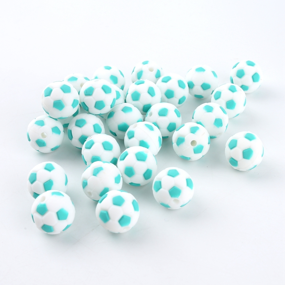 Bite Bites Small Football Silicone Beads 5PC DIY Pacifier Chain Jewelry Accessories Necklace Soccer Food Grade Silicone Teether Y1221