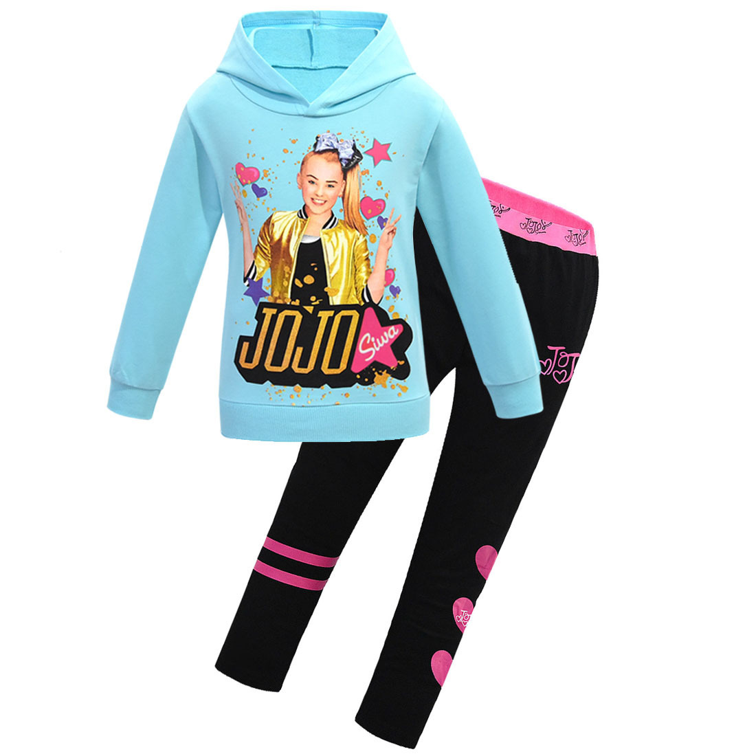 Girls JOJO Siwa Baby Kids Sets Winter Clothes T-shirt+pants 2pcs Long Sleeve Zipper Set Spring Hoodies Teen Girls Xmas OutfitsX1019