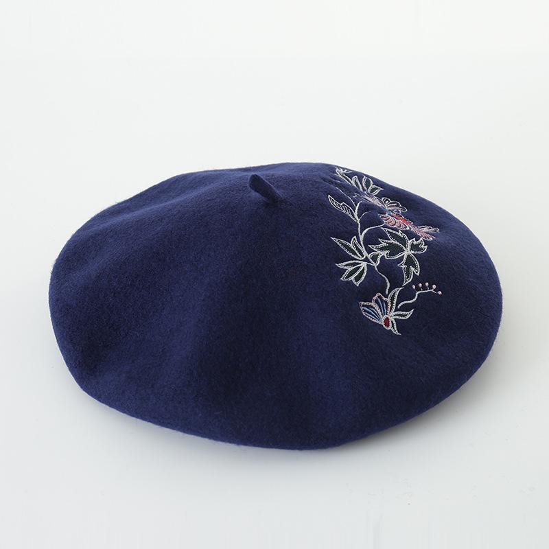 Berets Korean Flower Embroidery Wool Beret Painter Hat Lady Autumn And Winter Bud Cap, Black
Berets Korean Flower Embroidery Wool Beret Painter Hat Lady Autumn And Winter Bud Cap, Black