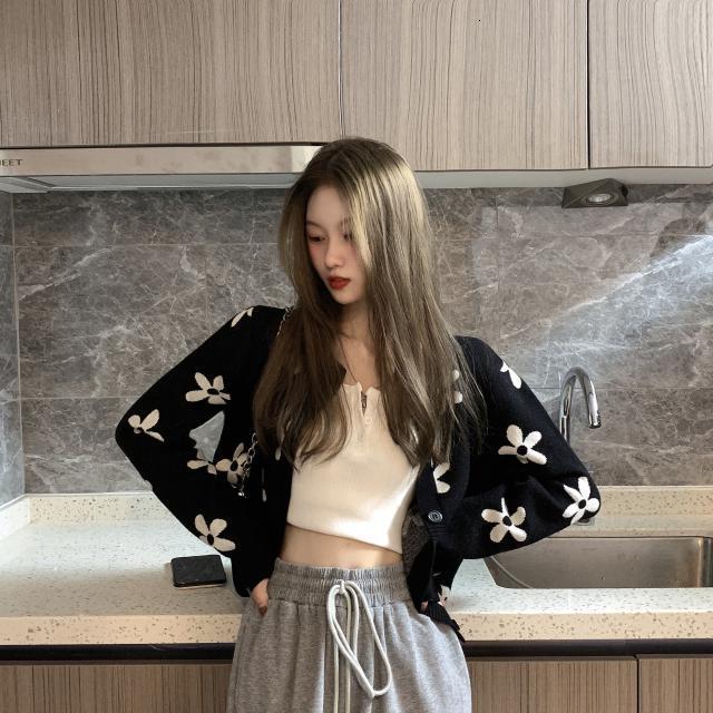 2021 New Self-cultivation Student Retro-flower Long Flower Knitted Female Cardigan LMM0, Black
2021 New Self-cultivation Student Retro-flower Long Flower Knitted Female Cardigan LMM0, Black