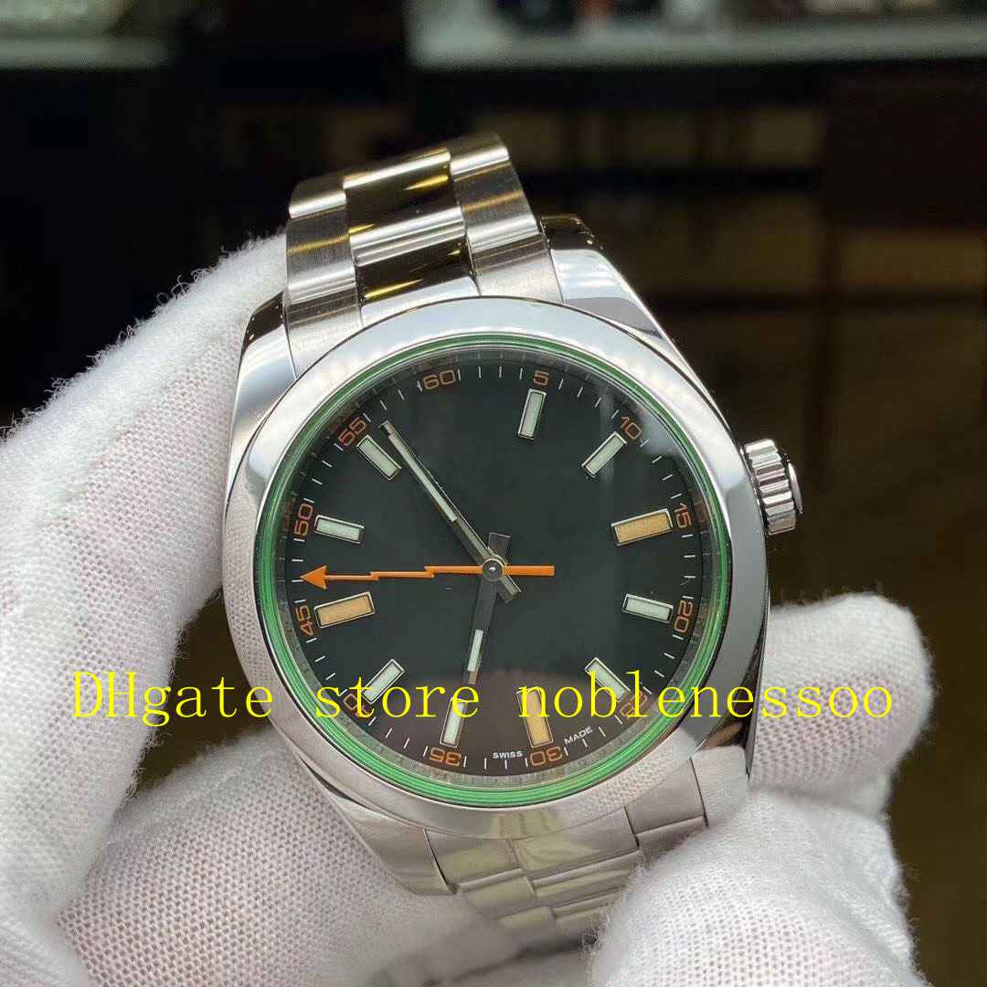 Men's 40mm Watch Green Crystal Orange Hand Black Dial 116400GV 116400 Mens Oyster steel Bracelet White Automatic Men Watches, Box
Men's 40mm Watch Green Crystal Orange Hand Black Dial 116400GV 116400 Mens Oyster steel Bracelet White Automatic Men Watches, Box