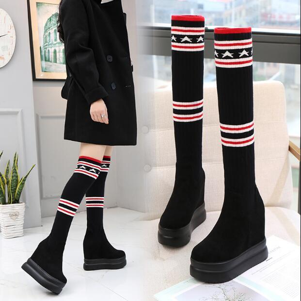 2020 Knee on Wedges, High Boots, Waterproof Platform, Round-headed Girl Boots Ib5m, Black
2020 Knee on Wedges, High Boots, Waterproof Platform, Round-headed Girl Boots Ib5m, Black