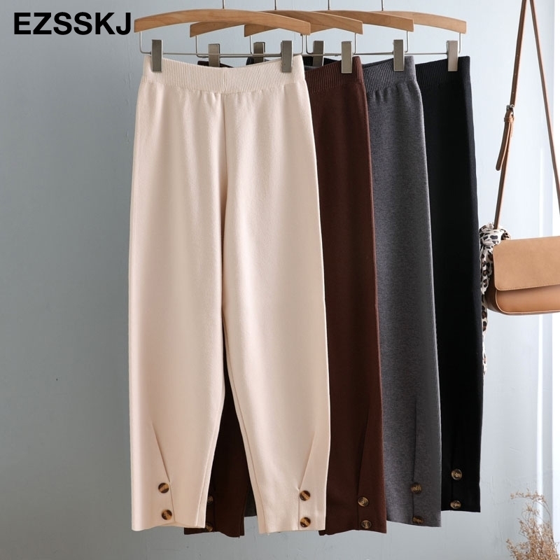Women Elastic Waist BUTTON Trousers Thick Knitted Harem Pants Autumn Winter Sport pants sweater Knitted Carrot pants 201109, Beige
Women Elastic Waist BUTTON Trousers Thick Knitted Harem Pants Autumn Winter Sport pants sweater Knitted Carrot pants 201109, Beige