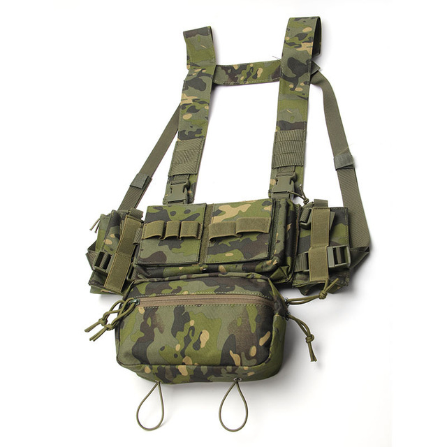 

Tactical MK3 Chest Rig Micro Chassis SACK Pouch H Harness M4 AK Magazine Insert Airsoft Paintball Accessories 500D Hunting Vest, Mctp