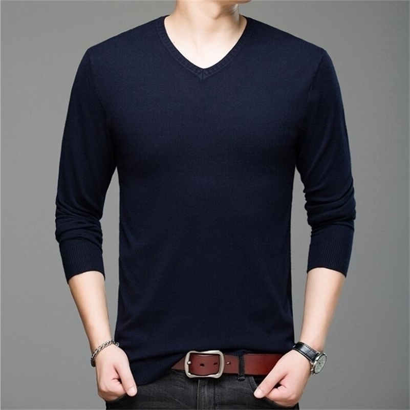 New Spring Pullover Men O-neck Solid Color Long Sleeve Warm Slim Sweaters Men Men's Sweater Pull Male Clothing 201118