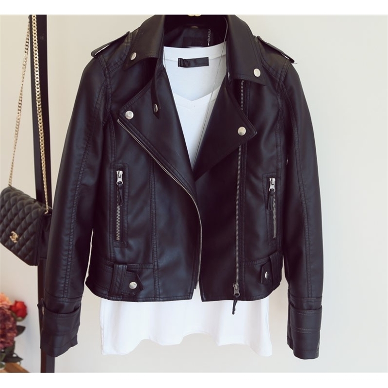 RICORIT Warm Winter Motorcycle Coat Female Faux Leather Lapel Short Coats Koren Fashion Women Bomber Jackets 201030