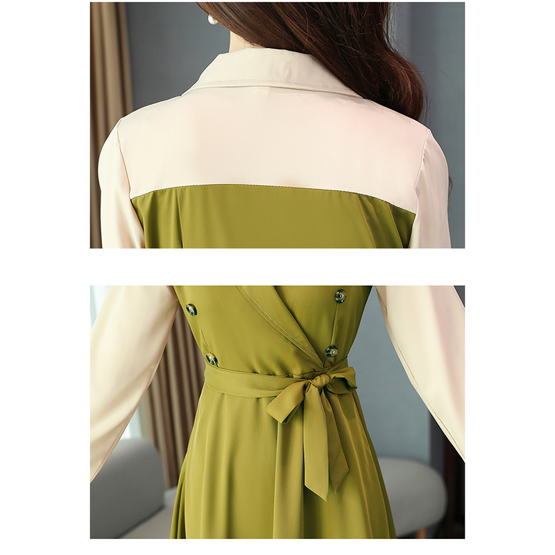 Vestido De Festa Spring Autumn Elegant Patchwork A-Line Dress Bodycon Long Sleeve Turn-down Collar Party Plus Size Dresses T200106