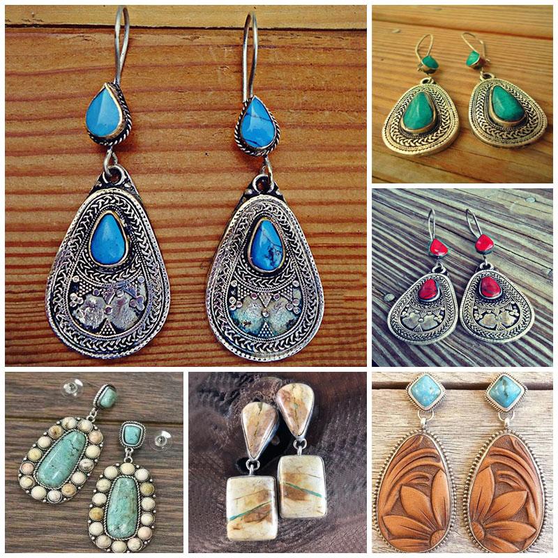 Vintage Pendientes Big Water Drop Natural Blue Stone Earrings for Women Turkish Jewelry Tribal Long Dangle Earring B4M004
Vintage Pendientes Big Water Drop Natural Blue Stone Earrings for Women Turkish Jewelry Tribal Long Dangle Earring B4M004