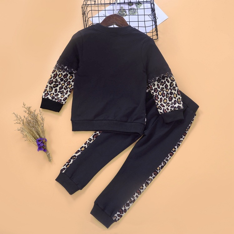 Children Clothing For Girls Clothes Sets Spring Autumn Leopard Long Sleeve Pullover Tops + Pant 2pcs Outfit Suit Toddler CostumeX1019