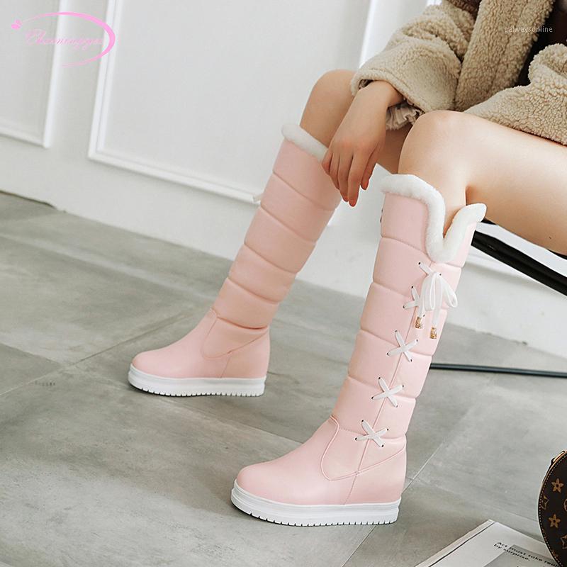 Sweet winter warm snow boots comfortable round toe knee high boots fashion platform lace-up medium heel increasing women's shoes1, Black
Sweet winter warm snow boots comfortable round toe knee high boots fashion platform lace-up medium heel increasing women's shoes1, Black