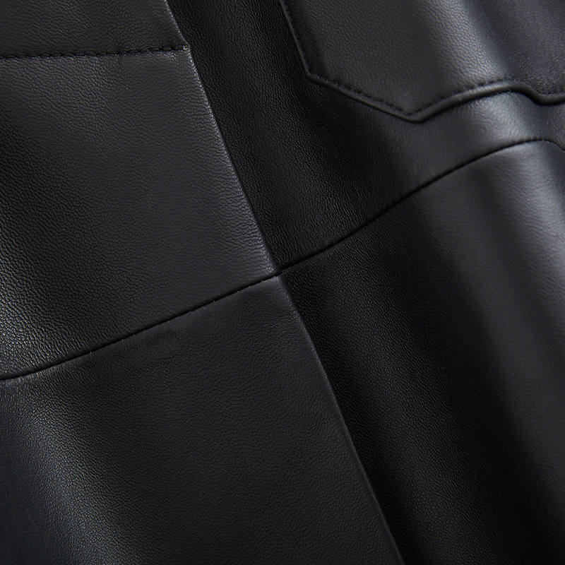 Nerazzurri black long leather trench coat women with belt turn down collar spring faux leather coat leather clothes for women 210201