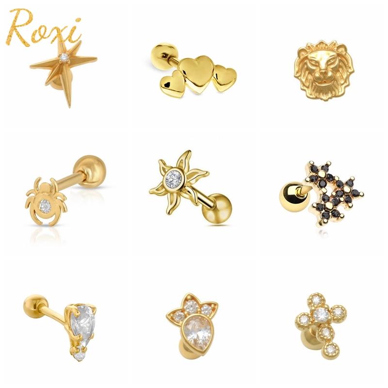 ROXI 1PC 925 Sterling Silver Stud Earrings for Women Heart Sunflowers Crown Spider Cross Lion Unusual Earring Piercing Jewelry
ROXI 1PC 925 Sterling Silver Stud Earrings for Women Heart Sunflowers Crown Spider Cross Lion Unusual Earring Piercing Jewelry