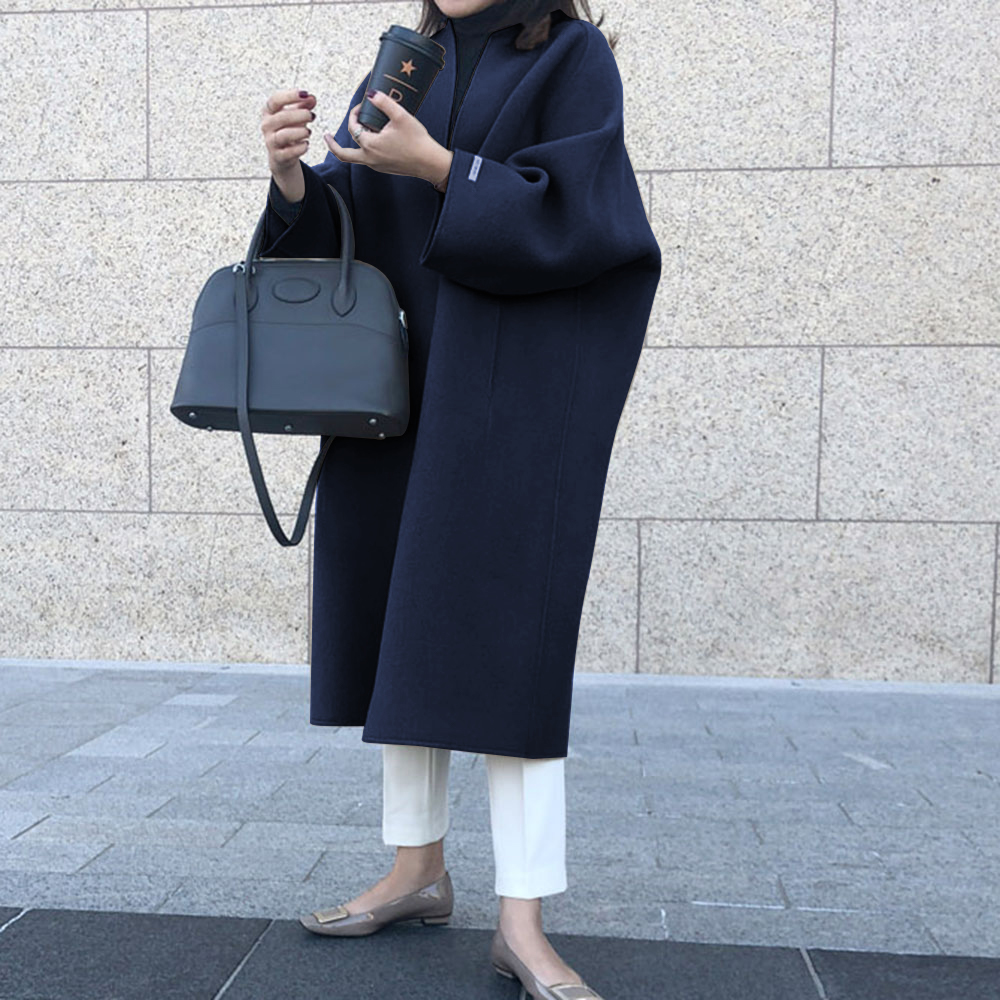 minimalist korean oversized long coat women autumn winter wool blend overcoat streetwear elegant female woolen jacket coat 2020 LJ201201