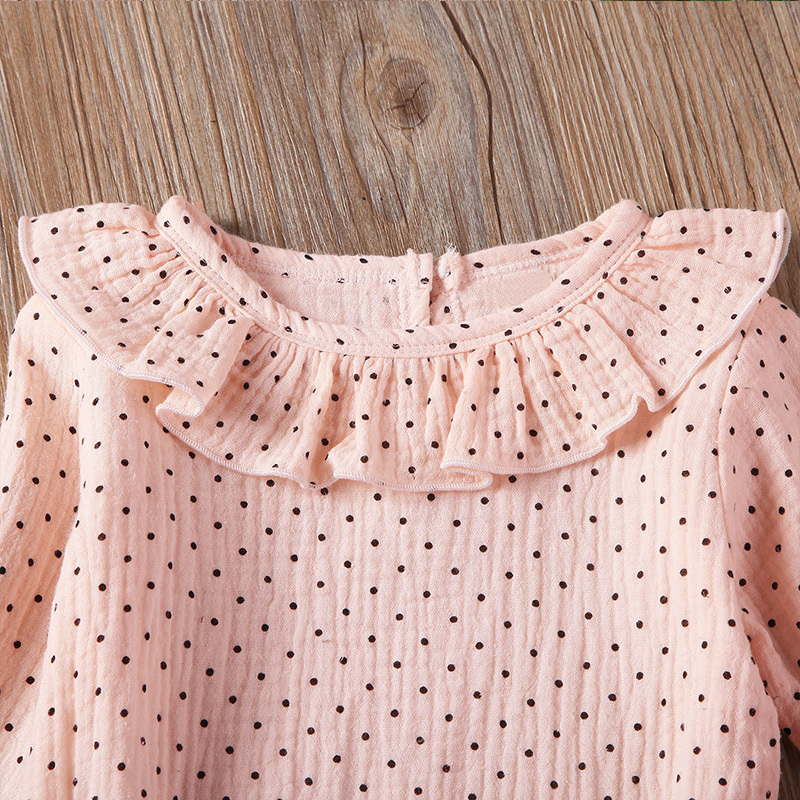 Humor Bear Girls Sets Spring and Autumn New European and American Doll Collar Polka Dot Romper Strap Skirt 2pcs Clohing SuitX1019