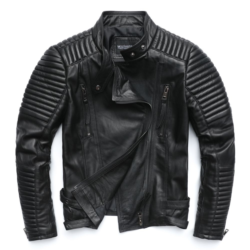 MAPLESTEED Genuine Leather Jacket Women Leather Jacket Sheepskin Black Soft Slim Fit Punk Bomber Female Leather Coat Autumn M049 201028