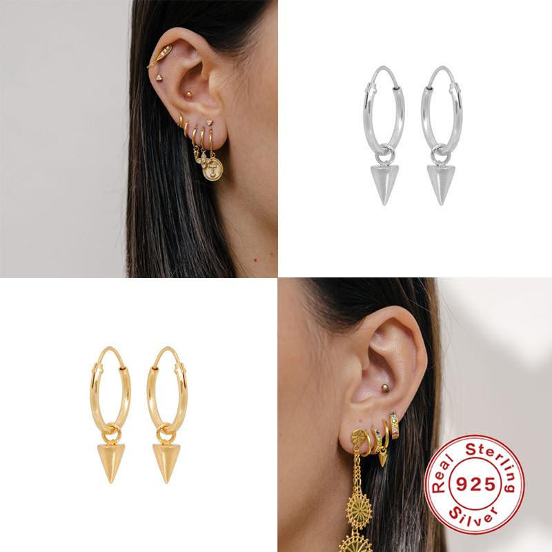 BOAKO 925 Sterling Silver 10mm Mini Hoop Earrings Spike Huggies For Women Round Earrings Cone Pendant Loops Earring Luxury Jewel
BOAKO 925 Sterling Silver 10mm Mini Hoop Earrings Spike Huggies For Women Round Earrings Cone Pendant Loops Earring Luxury Jewel