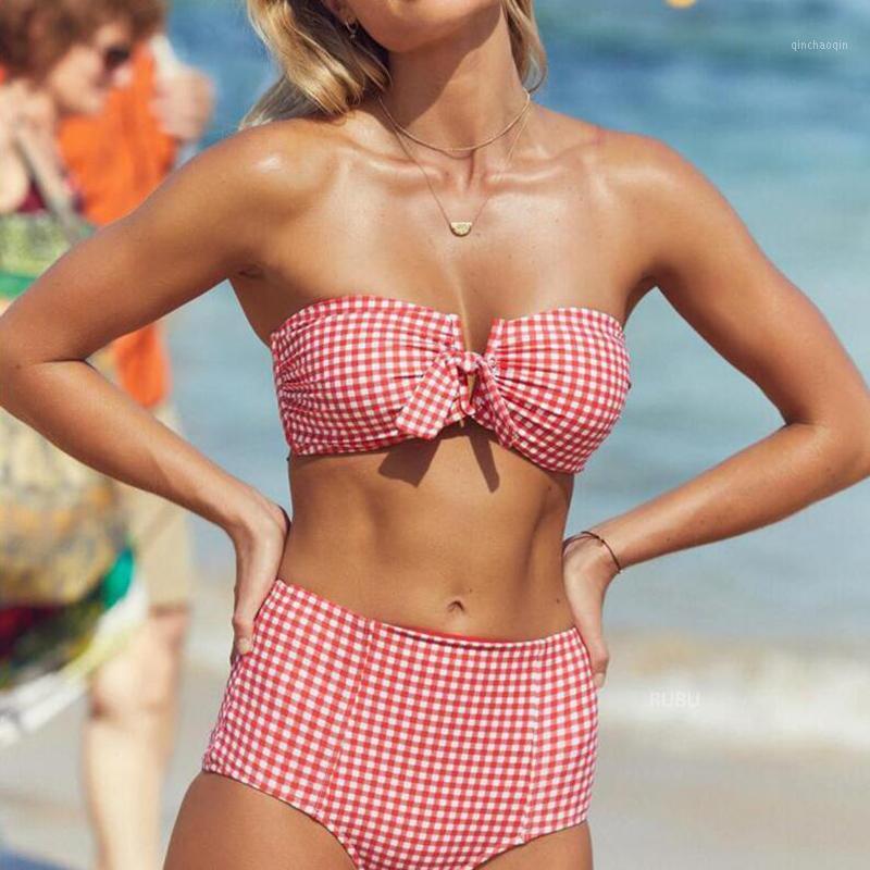 IMANFive Sexy Plaid Strapless V-Neck Tie Swimwear Women High Waist Bikini 2020 New Arrival Beach Swimsuit Brazilian Biquini1
IMANFive Sexy Plaid Strapless V-Neck Tie Swimwear Women High Waist Bikini 2020 New Arrival Beach Swimsuit Brazilian Biquini1