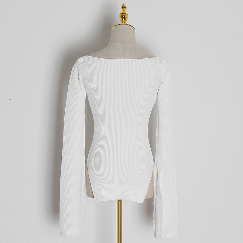 TWOTWINSTYLE Asymmetrical Sweater Knitted Tops Female Square Collar Long Sleeve Sexy Sweaters Women Fashion Clothing 201222
