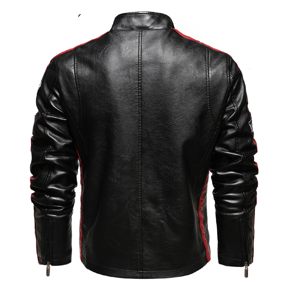 Winter Men Jacket Leather Men Motorcycle Jacket Embroidery Bomber Jacket Slim Fit Coat Biker Coat Fashion Zipper Coat Male 201224