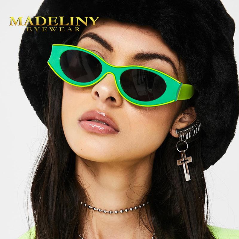 Sunglasses MADELINY Fashion Cat Eye Women Small Frame Oval Glasses Luxury Designer Shades UV400 MA016