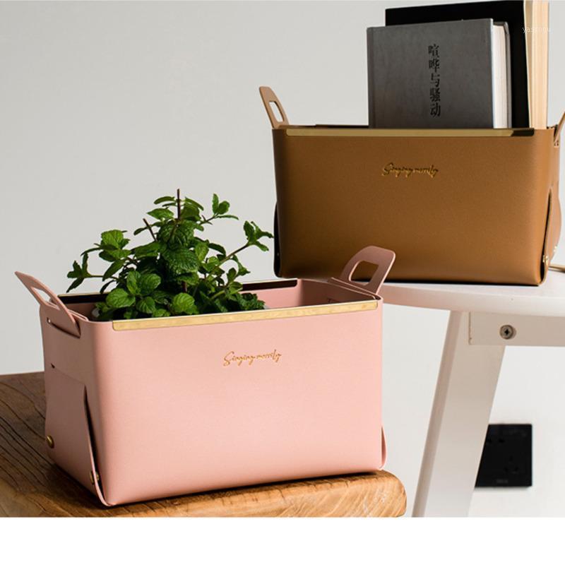 Storage Bags PU Leather Basket Rectangle Home Cosmetics Holder Pink Sundries Box Metal Rim Accessory
Storage Bags PU Leather Basket Rectangle Home Cosmetics Holder Pink Sundries Box Metal Rim Accessory