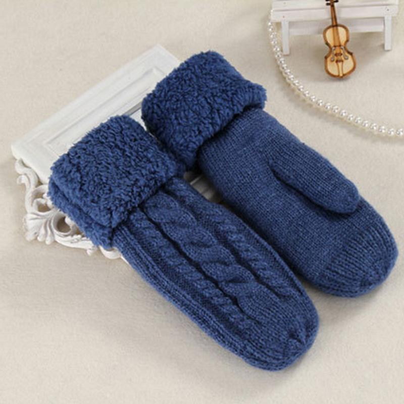 Five Fingers Gloves Fashion Mittens Women Warm Winter Knitted Cashmere Twisted
