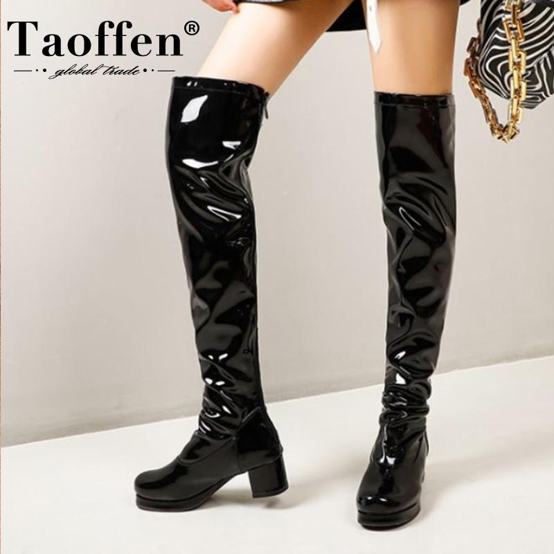 TAOFFEN Plus Size 30-43 Women Over Knee Boots Patent Leather Round Toe Women Winter Long Boots Fashion Cool Shoes, Black
TAOFFEN Plus Size 30-43 Women Over Knee Boots Patent Leather Round Toe Women Winter Long Boots Fashion Cool Shoes, Black
