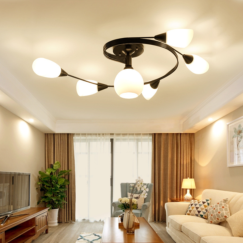 Vintage Ceiling Lamps For Home Lighting Luminaire Multiple Rod Wrought Iron lights E27 LED Bulb light AC 85-265V