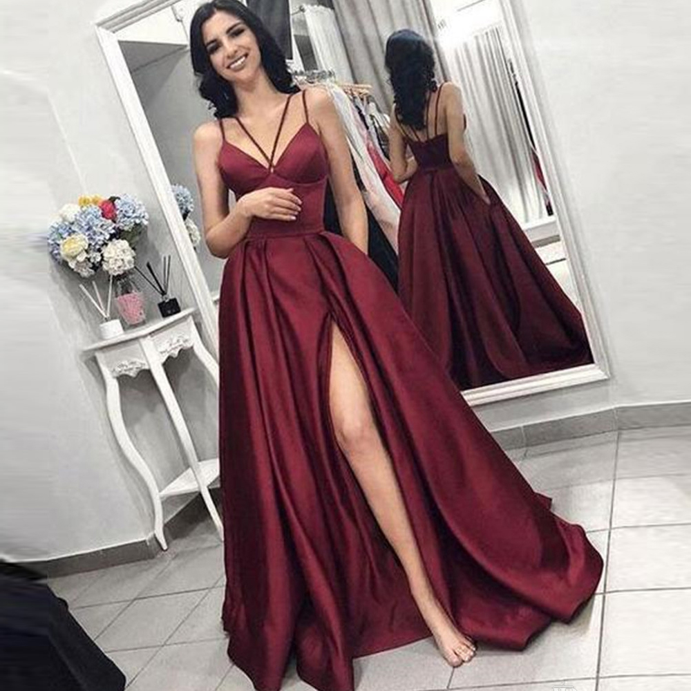 sexy Prom party evening dresses vestido de noiva sereia side slit robe de soiree vestido novia playa formal strap, Burgundy
sexy Prom party evening dresses vestido de noiva sereia side slit robe de soiree vestido novia playa formal strap, Burgundy