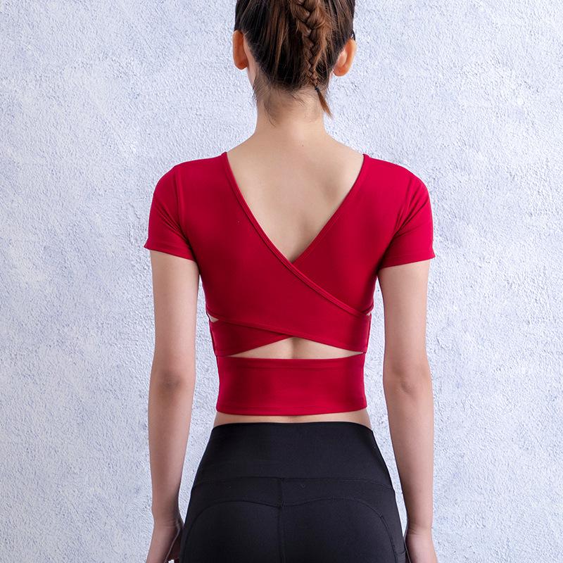 Women Yoga Shirt V-neck Short Sleeve Stretchy Breathable Running Crop Top High Elastic Padded Fitness&body Building Tight Shirt, Red
Women Yoga Shirt V-neck Short Sleeve Stretchy Breathable Running Crop Top High Elastic Padded Fitness&body Building Tight Shirt, Red