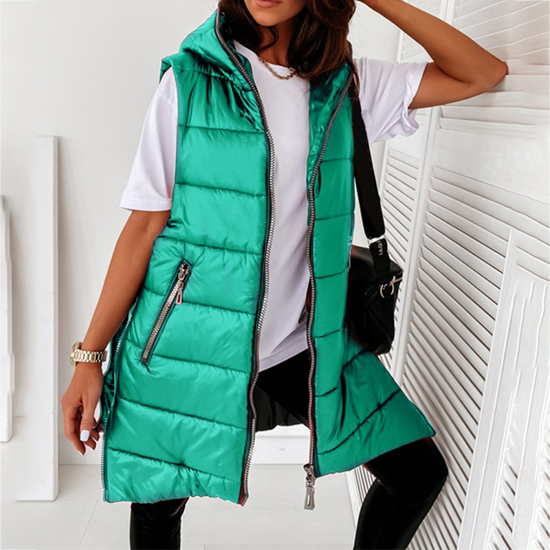 New Spring Autumn Jacket Woman Outwear Coat Hooded Jackets Female Fashion Medium Length Parka Sleeveless Lightweight Clothing 201211