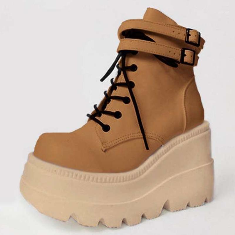 Lucyever Colorful Chunky Platform Ankle Boots for Women 2020 Double Buckle Wedges Shoes Woman Punk Style High Heels Boots 431, Brown
Lucyever Colorful Chunky Platform Ankle Boots for Women 2020 Double Buckle Wedges Shoes Woman Punk Style High Heels Boots 431, Brown