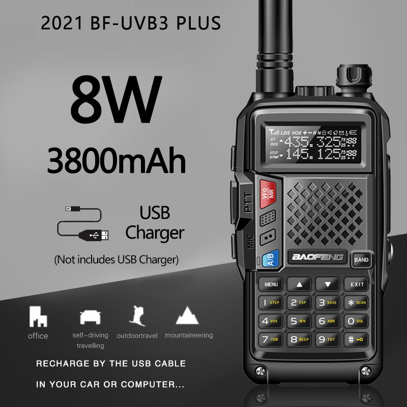 2021 BAOFENG BF-UVB3 PLUS 8W High Power UHF/VHF Dual Band 10KM Long Range 3800 battery USB Charging Walkie Talkie Upgrade UV 5R
2021 BAOFENG BF-UVB3 PLUS 8W High Power UHF/VHF Dual Band 10KM Long Range 3800 battery USB Charging Walkie Talkie Upgrade UV 5R