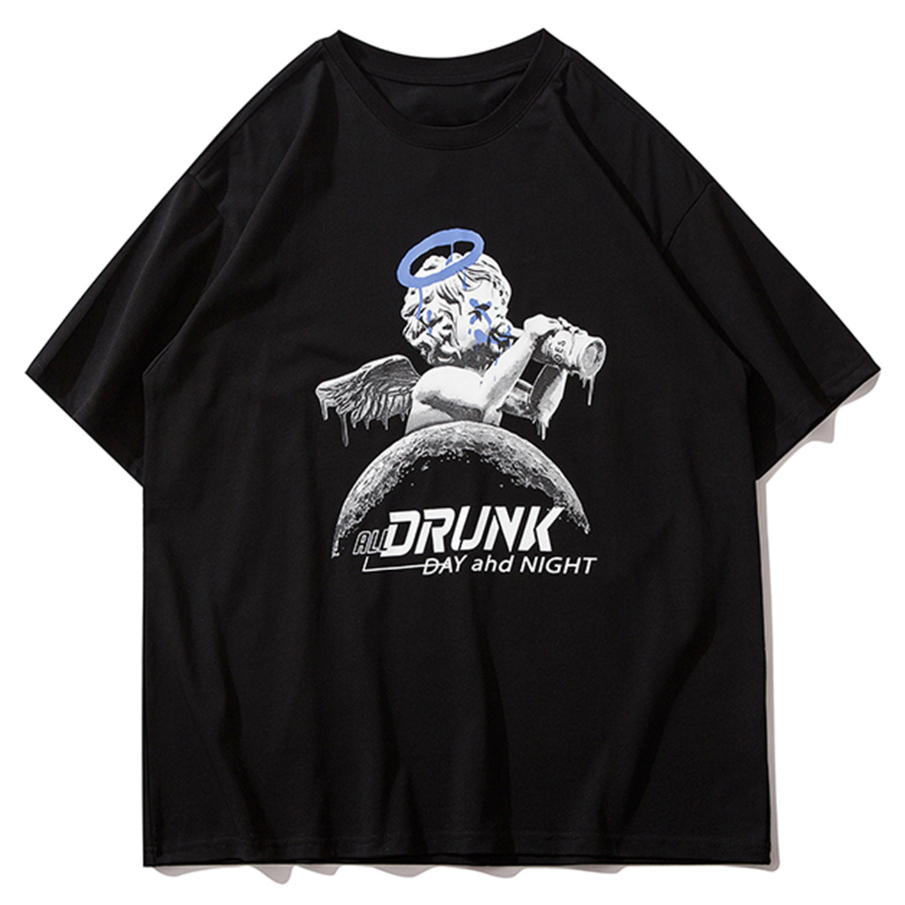 New Hip Hop T-shirt Men 2021 Summer Vintage Drunk Angel Print Harajuku Tshirts Cotton Tops Tees Loose Short Sleeve Shirts Oversized Ob52, Black
New Hip Hop T-shirt Men 2021 Summer Vintage Drunk Angel Print Harajuku Tshirts Cotton Tops Tees Loose Short Sleeve Shirts Oversized Ob52, Black