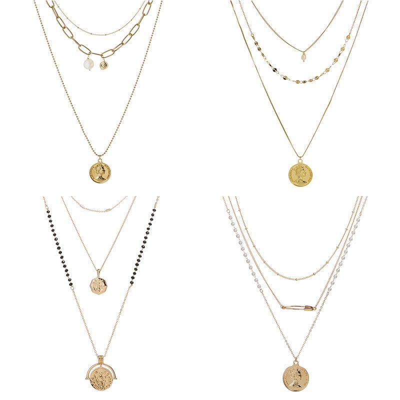 5 Style Boho Jewelry with Gold Color Elizabeth Pendant Coin Necklace Pearl Map Shaped Multilayer Necklace for Women
5 Style Boho Jewelry with Gold Color Elizabeth Pendant Coin Necklace Pearl Map Shaped Multilayer Necklace for Women